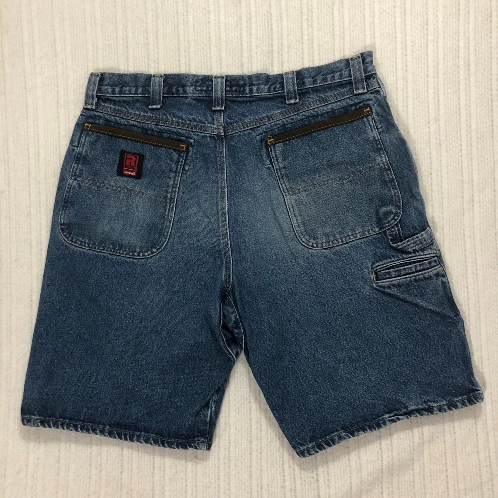Rugged Shield Carpenter Denim Shorts Pockets Utility‎ Blue Size 36